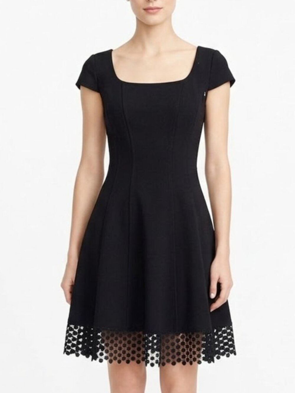MAIA Black Cocktail Dress with Crochet Hem Size 6